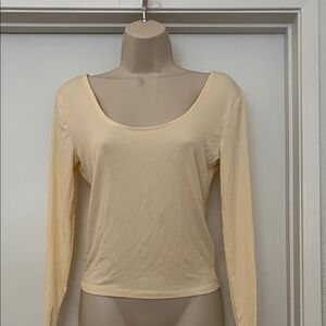 Cotton On Scoop Neck Long Sleeve Top - Pale Yellow